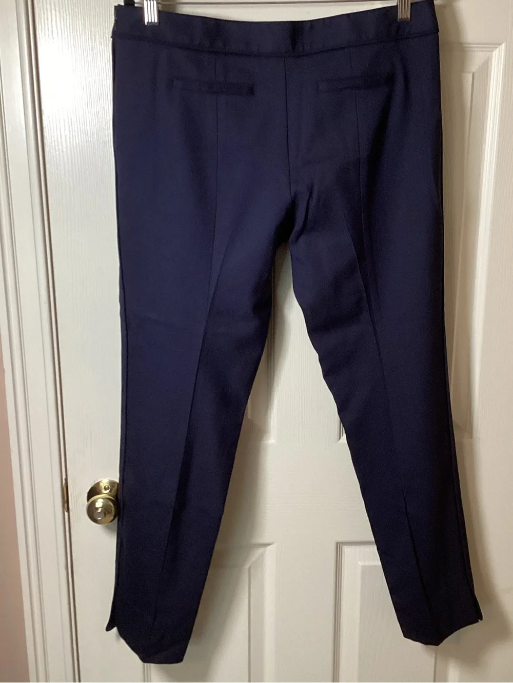 Tory Burch Classic Wool Straight-Leg Ponte Pants in Navy Blue - Size 10